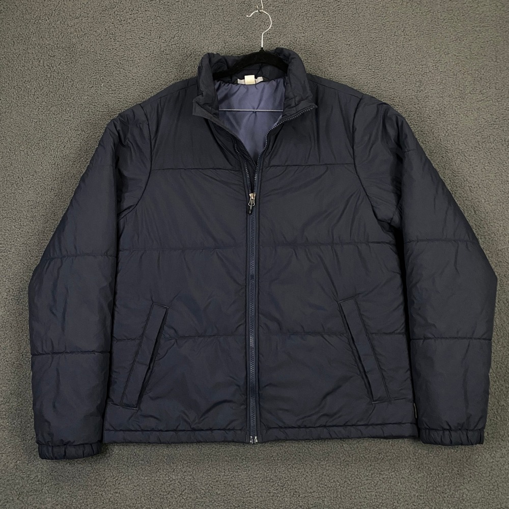 REI Co-op Puffer Jacket Men Medium Navy Blue Insulated Full Zip Gorpcore Outdoor